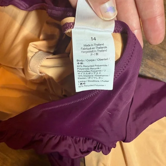 J. Crew Ruched One-Shoulder One-Piece
Swimsuit Iris Purple 14 UPF 50 Padding - Picture 11 of 12